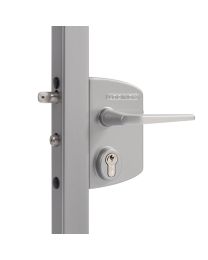 Opbouw poortslot voor 40-60 mm rond profiel + krukpaar + 3006M (Zilver)