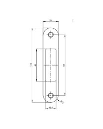 Sluitplaat onder/boven voor stompe deur (Inox)