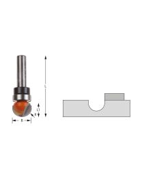 Holprofielfrees HW met kolflager - S8 - Ø15,8/9,5 x 50,8 mm (R7,9)
