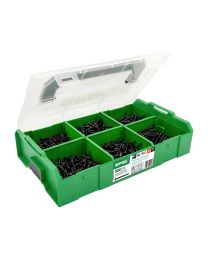 Assortimentskoffer met zwarte schroeven