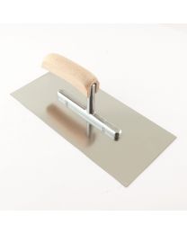 Plakspaan met gebogen houten handgreep - 280 x 130 x 0,7 mm (Inox)