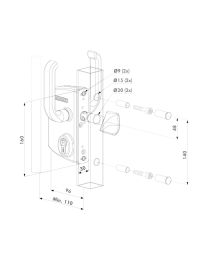 Opbouw schuifpoortslot + krukpaar + 3006S (Zilver)