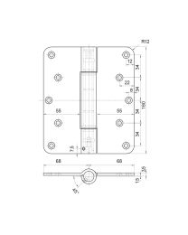 Projectscharnier VN 2929/160 met MSTS penbeveiliging - 160 x 136 x 3,5 mm (Inox)