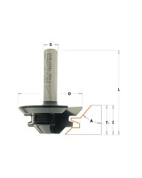 Verstekfrees met rechte hoeken - 45° HW - S8 - 38,1 x 14 mm