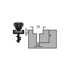 Borstelhouder (10 x1 m Lichtgrijs RAL 7035)